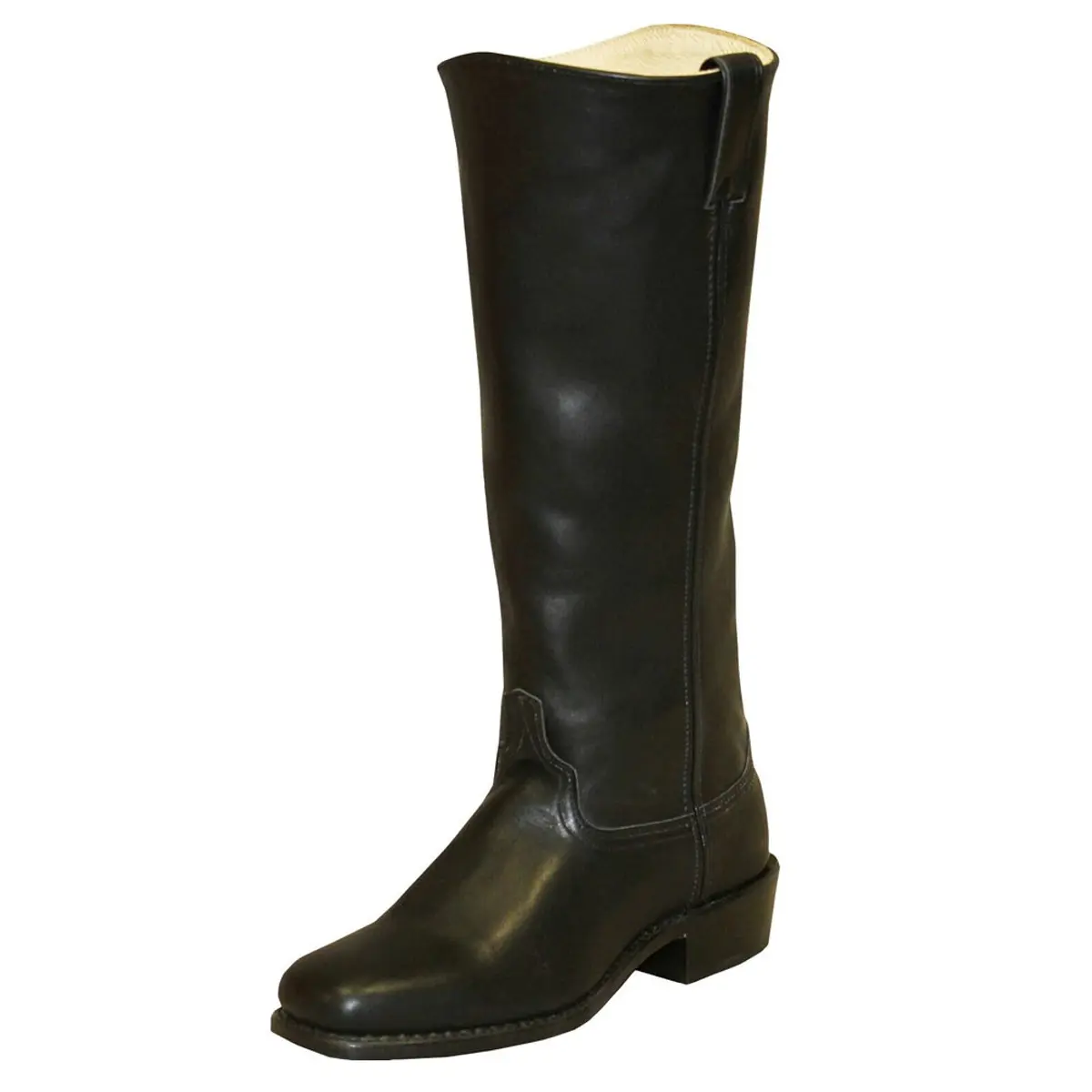 Abilene Men's Leather Cowboy Boots Broad Square Toe 16" Shaft Black Wide - main product image