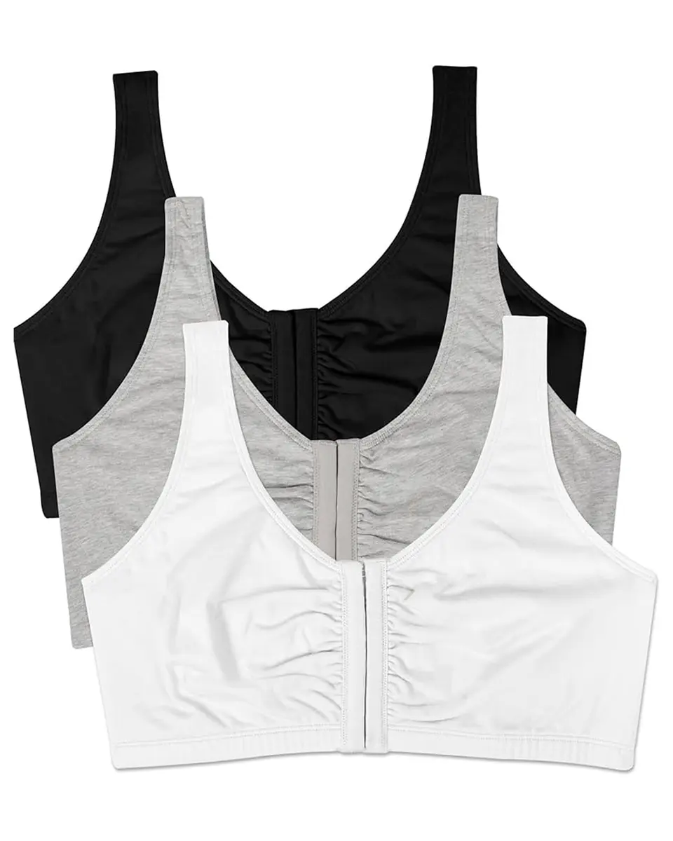 Fruit of the Loom Women's Front-Close Sports Bra Multi-Pack | Soft Cotton, Easy On & Off, Full Coverage (70-120 chars) - main product image