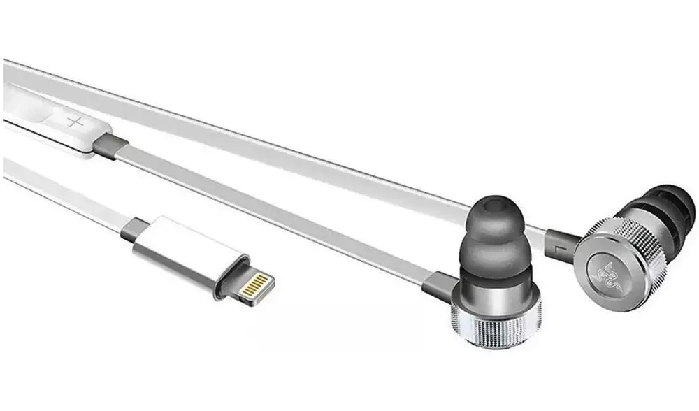 Razer Hammerhead Earbuds for iOS: DAC - Custom-Tuned Dual-Driver Technology - Aluminum Frame - Lightning Connector - Mercury White - view 2