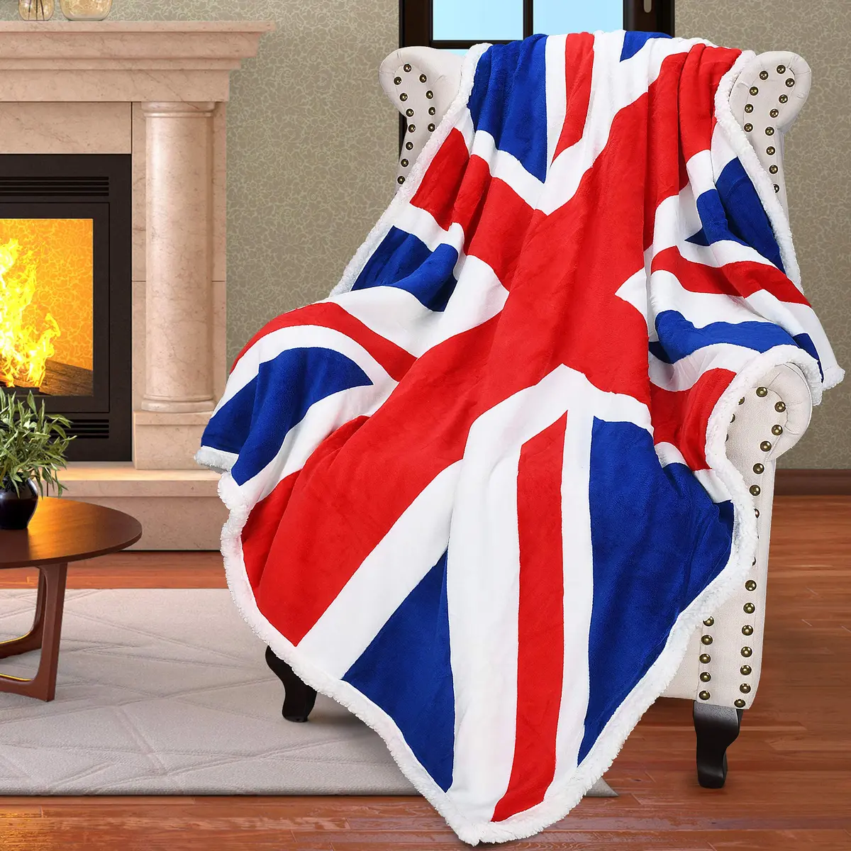 Catalonia Union Jack Blanket 50x60 inch | British Flag Cozy Fleece Throw for Home & Gifts - main product image
