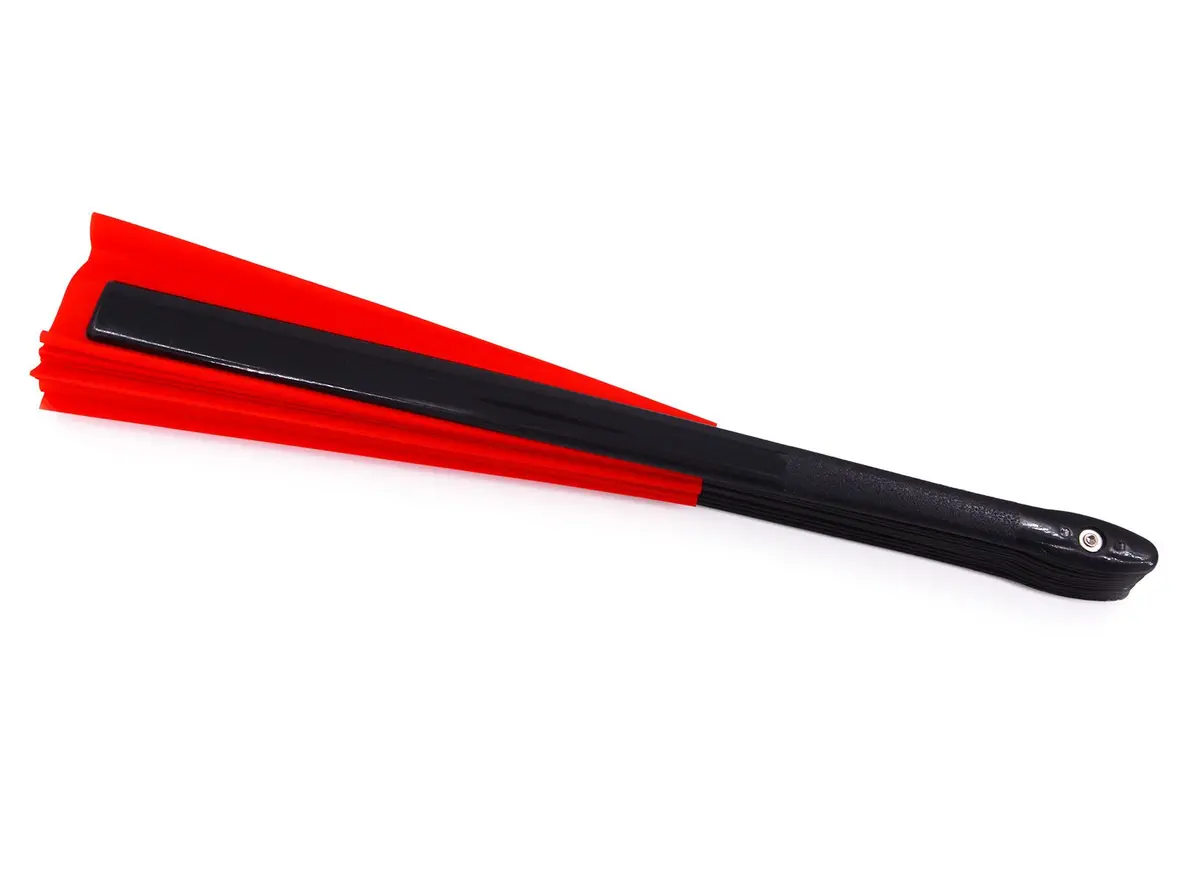 Amajiji Large Folding Hand Fan Rave Fan, Red 35cm (13.78 inches) | Easy Open Nylon Cloth for Dance & Festivals - view 7