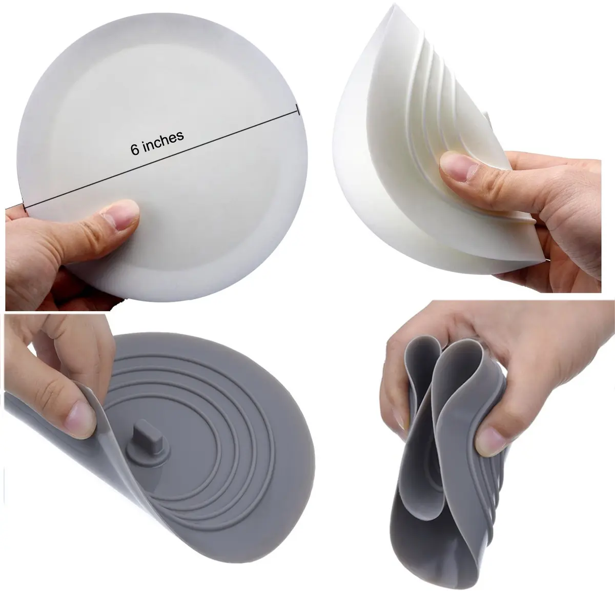 V-TOP Tub Stopper 2 Pack, 6 inches Silicone Drain Plug for Bathroom & Kitchen | Large Flat Suction Cover - view 6