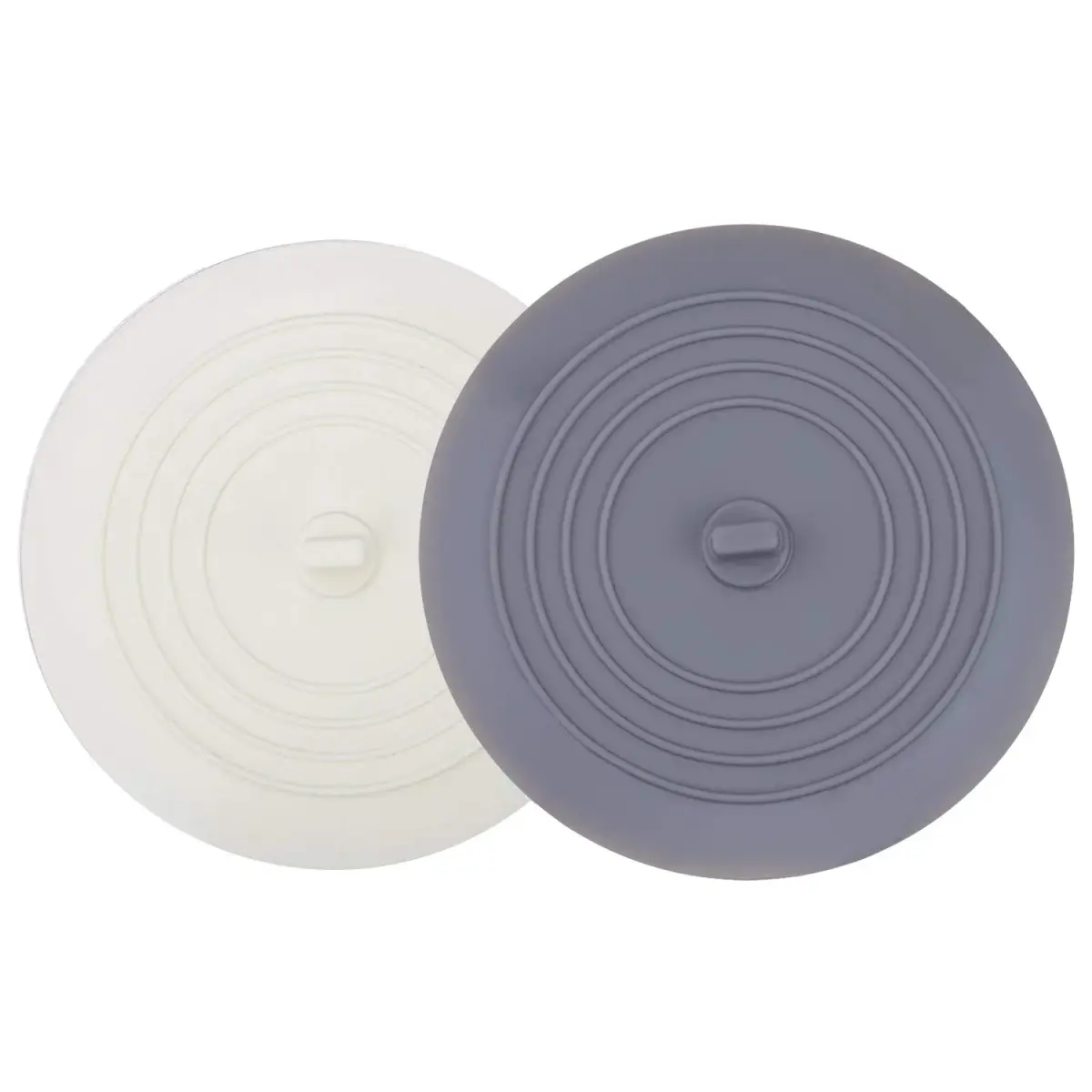 V-TOP 6 inch White & Gray Tub Stopper 2 Pack - Silicone Drain Plug for Kitchen, Bath, Laundry - main product image