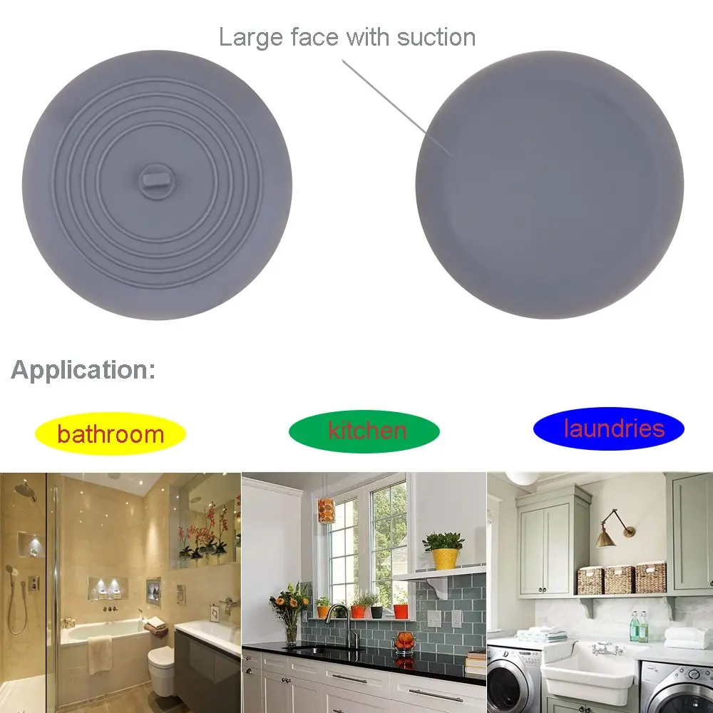 V-TOP Tub Stopper 2 Pack, 6 inches Silicone Drain Plug for Bathroom & Kitchen | Large Flat Suction Cover - view 7