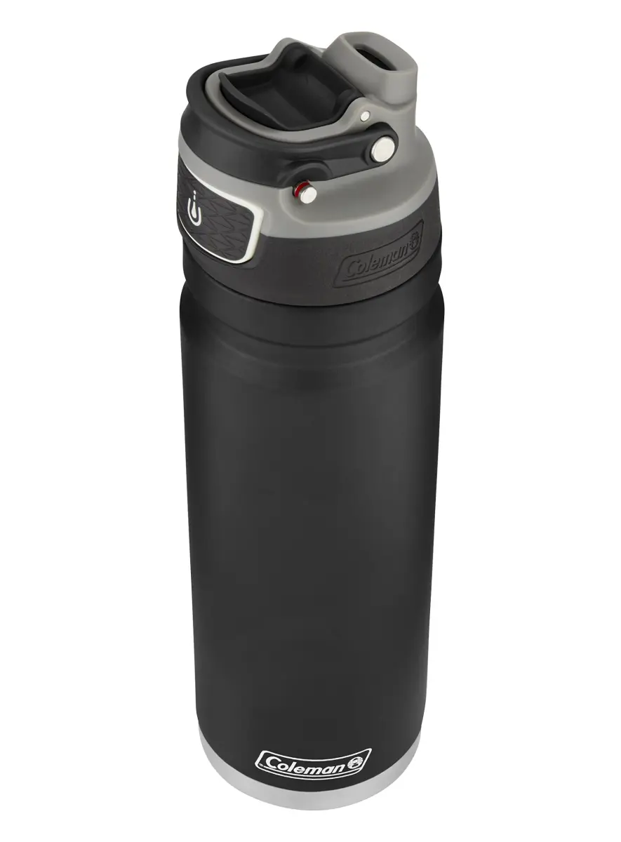 Coleman Autoseal FreeFlow Stainless Steel Water Bottle, Black, 24oz (710ml) | Keeps Cold 31 Hrs - main product image