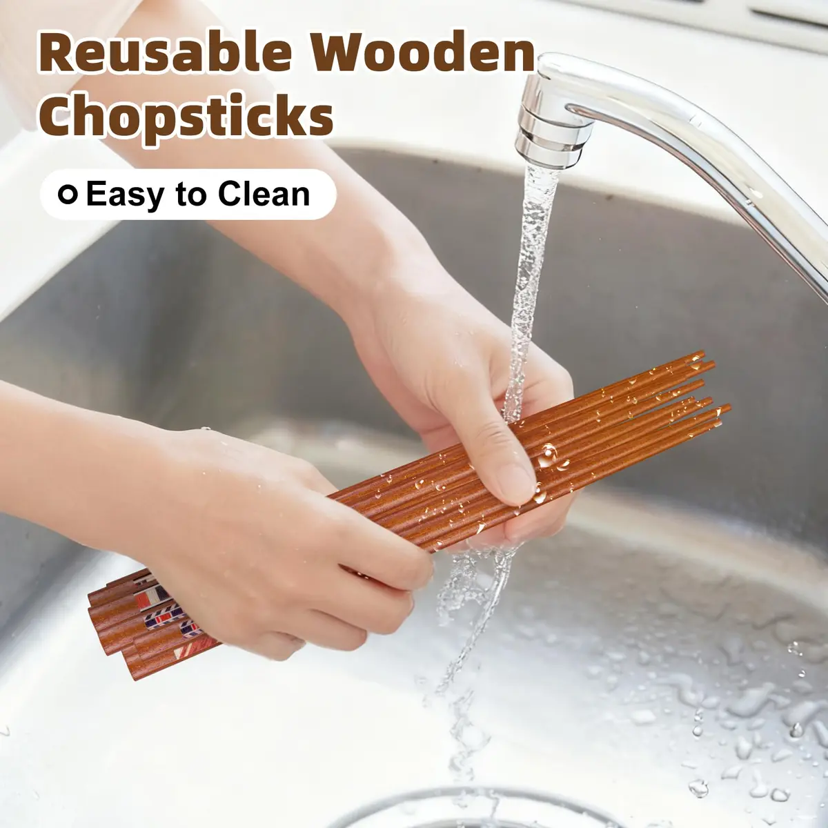 Antner Handmade Japanese Natural Wooden Chopsticks Gift Set with Box, 5 Pairs, 22.8 cm (9 inches) - view 7