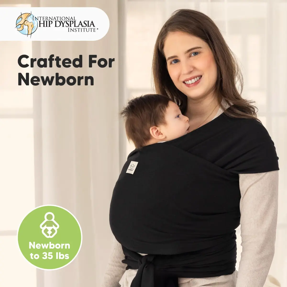 KeaBabies Original Baby Wrap Carrier - Trendy Black, One Size - view 2