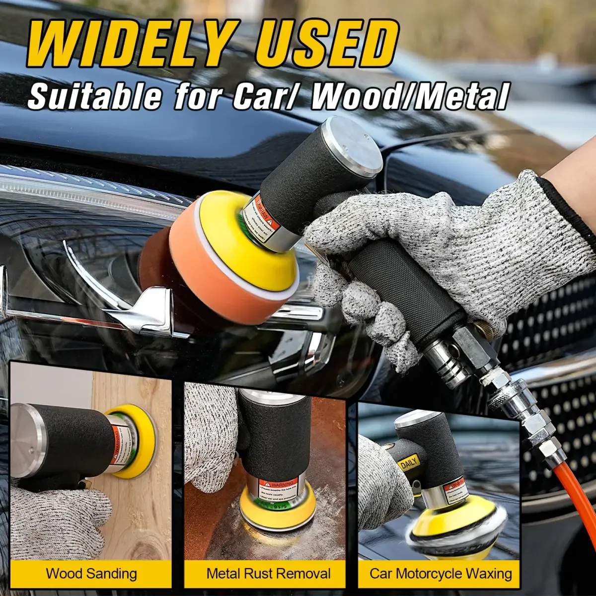 SI FANG Mini Orbital Air Sander 2" & 3" Pads | High Speed 15,000 RPM for Auto Body Work - view 6