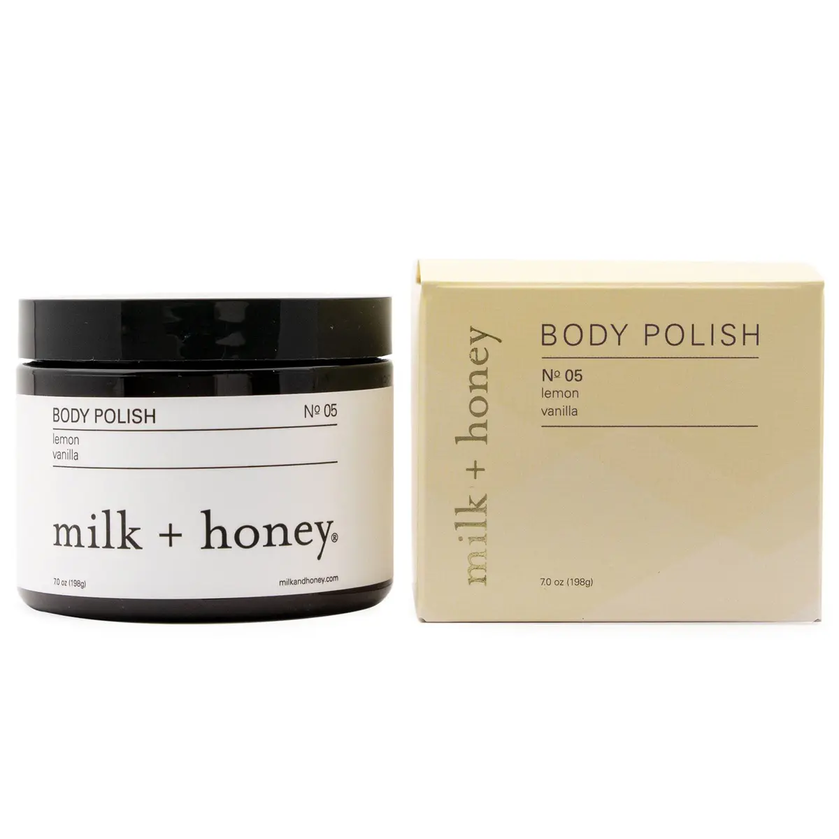 milk + honey Exfoliating Body Polish No. 5-Sea Salt & Sugar, 7 oz | Gentle scrub for sensitive skin, women & men - main product image