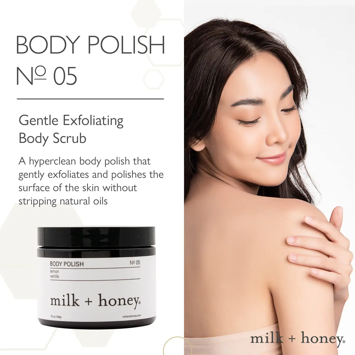 milk + honey Exfoliating Body Polish No. 5-Sea Salt & Sugar, 7 oz | Gentle scrub for sensitive skin, women & men - view 2