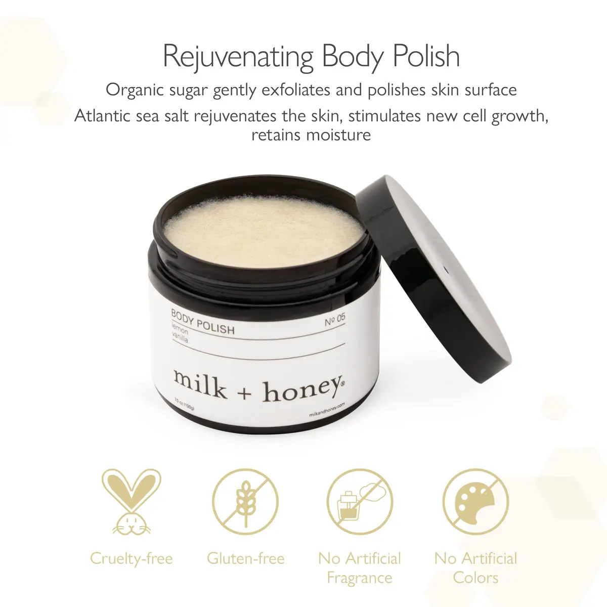milk + honey Exfoliating Body Polish No. 5-Sea Salt & Sugar, 7 oz | Gentle scrub for sensitive skin, women & men - view 4
