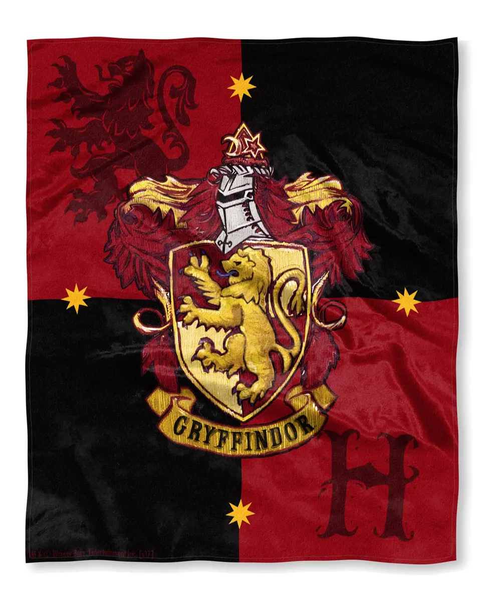 Northwest Harry Potter Gryffindor House Crests Silk Touch Throw Blanket 127x152 cm (50" x 60") | Official Merchandise for Fans - main product image