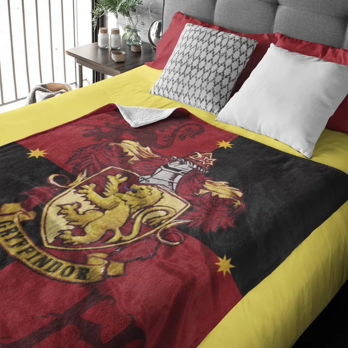 Northwest Harry Potter Gryffindor House Crests Silk Touch Throw Blanket 127x152 cm (50" x 60") | Official Merchandise for Fans - view 2