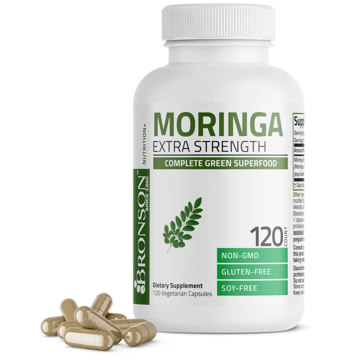 Bronson Moringa Extra Strength Leaf Extract | 120 Vegetarian Capsules for Overall Wellness - main product image