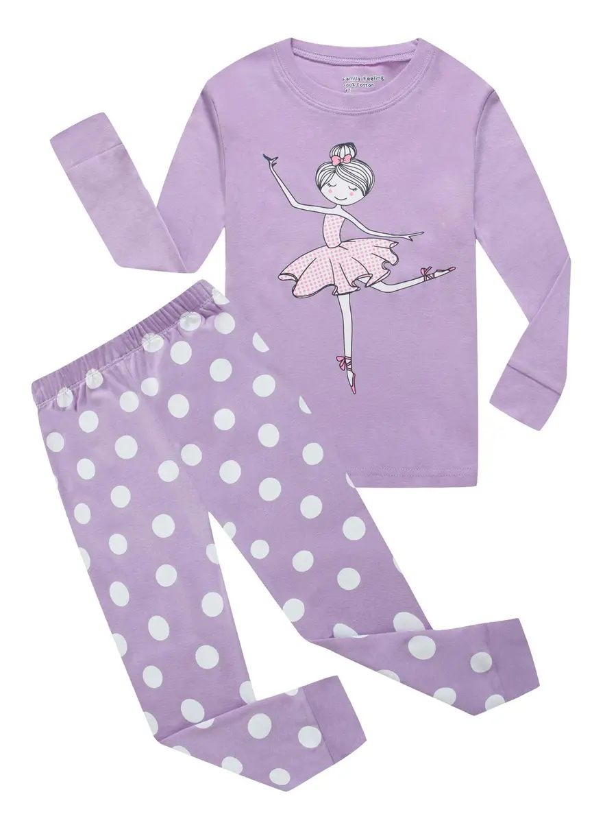 Family Feeling Big Girls Long Sleeve Ballet Pajamas Sets 8 | Snug Cotton Sleepwear for Kids - main product image