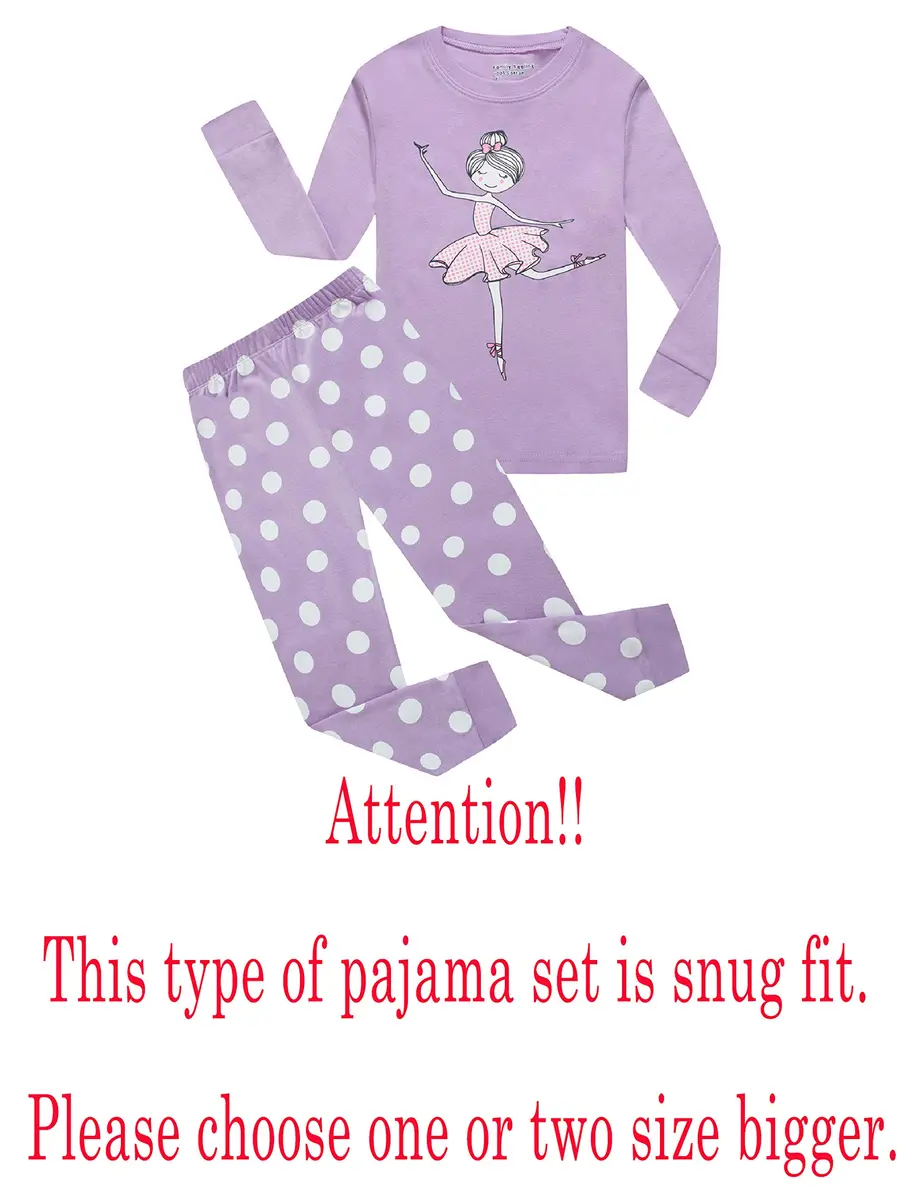 Family Feeling Big Girls Long Sleeve Ballet Pajamas Sets 8 | Snug Cotton Sleepwear for Kids - view 3