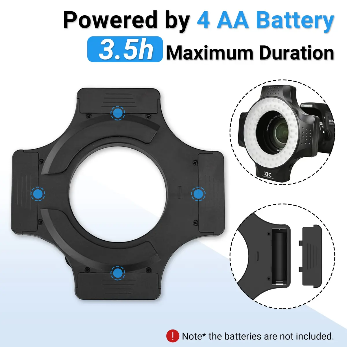 JJC Macro Ring Light with 49/52/55/58/62/67mm Adapter Rings | Bright Macro & Portrait Lighting - view 5