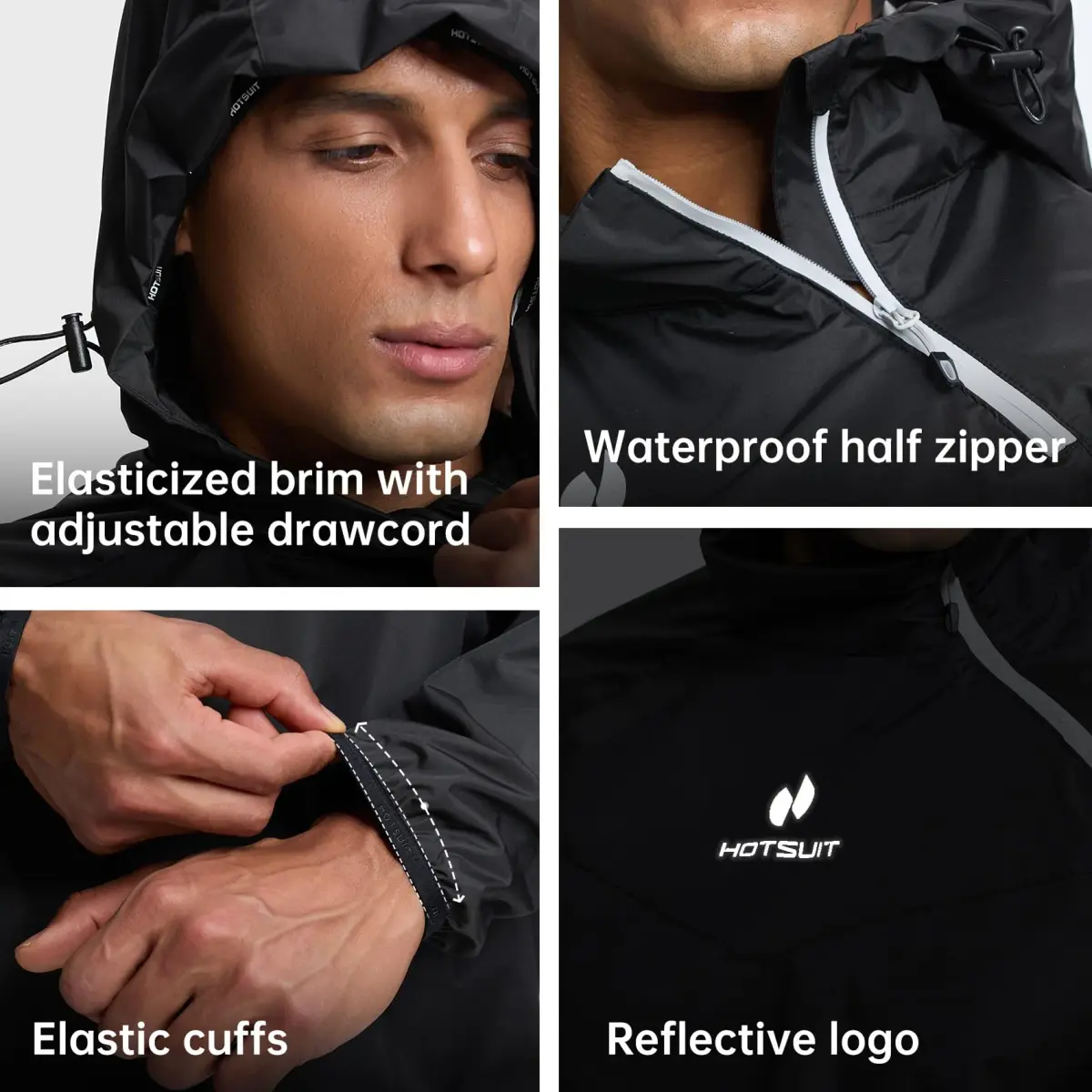 HOTSUIT Men's Sauna Suit Jacket & Pants Black M | Accelerates Sweat for Weight Loss & Body Shaping - view 5