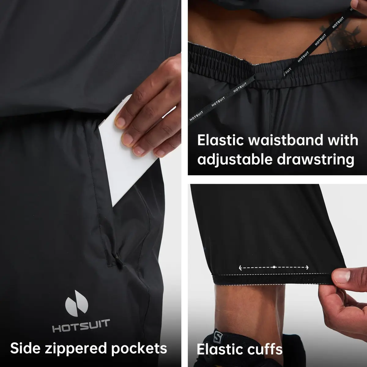 HOTSUIT Men's Sauna Suit Jacket & Pants Black M | Accelerates Sweat for Weight Loss & Body Shaping - view 6