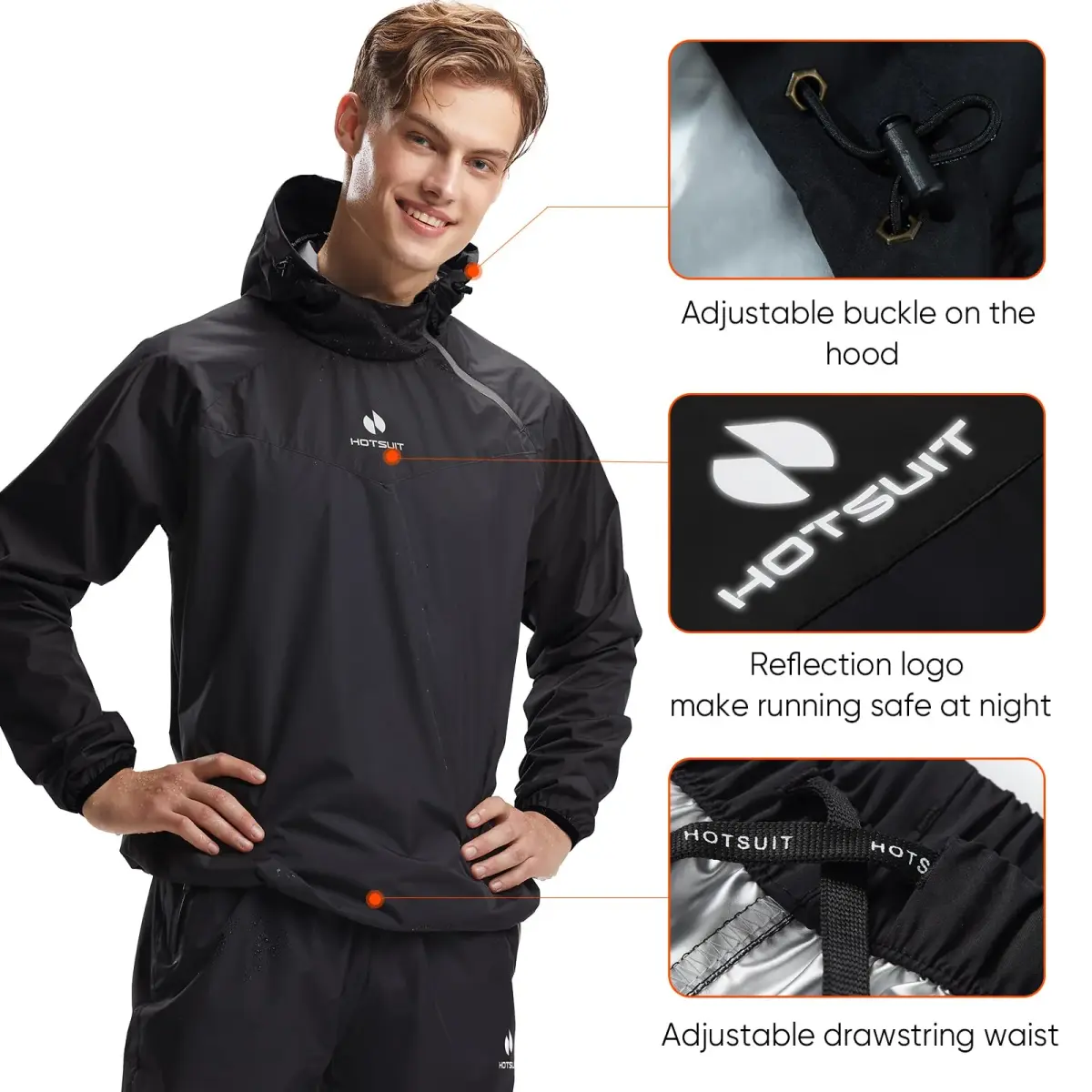 HOTSUIT Men's Sauna Suit Jacket & Pants Black M | Accelerates Sweat for Weight Loss & Body Shaping - view 8