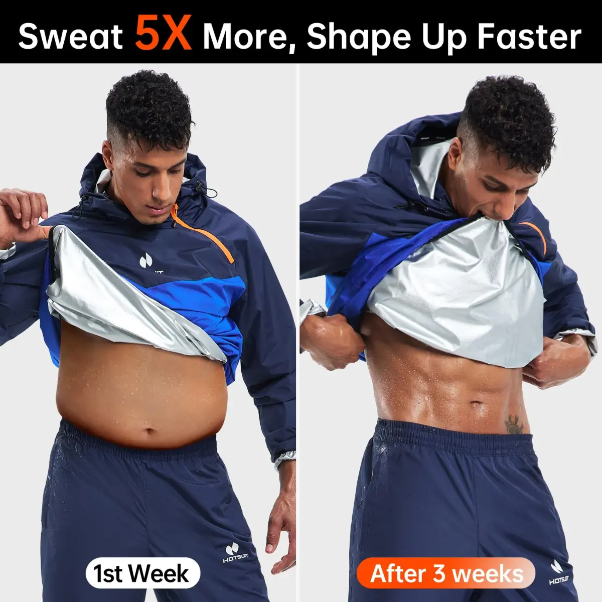 HOTSUIT Men's Navy Sauna Suit for Weight Loss - 3X-Large Jacket & Pants - view 3