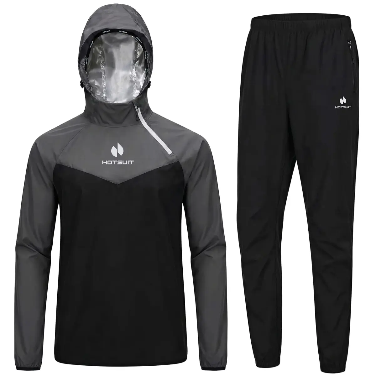 HOTSUIT Men's Sauna Suit for Weight Loss - A. Gray Jacket & Pants, X-Large - main product image