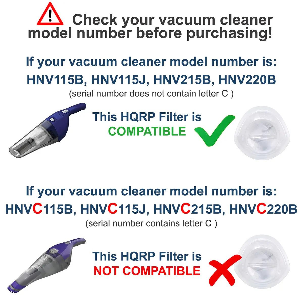 HQRP 10-Pack Washable Filter for Black+Decker Hand Vacuums | Compatible with HNV115B, HNV115J, HNV215B, HNV220B Series - view 5