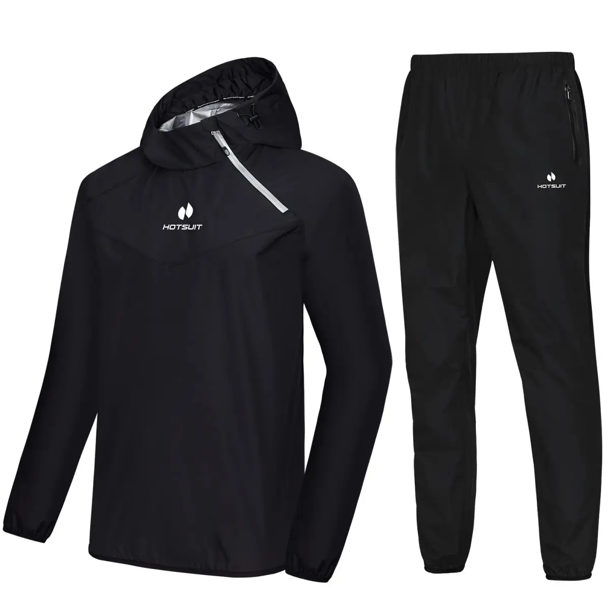 HOTSUIT Men's Sauna Suit - Black Jacket & Pants, X-Large | Sweat 5x More - main product image