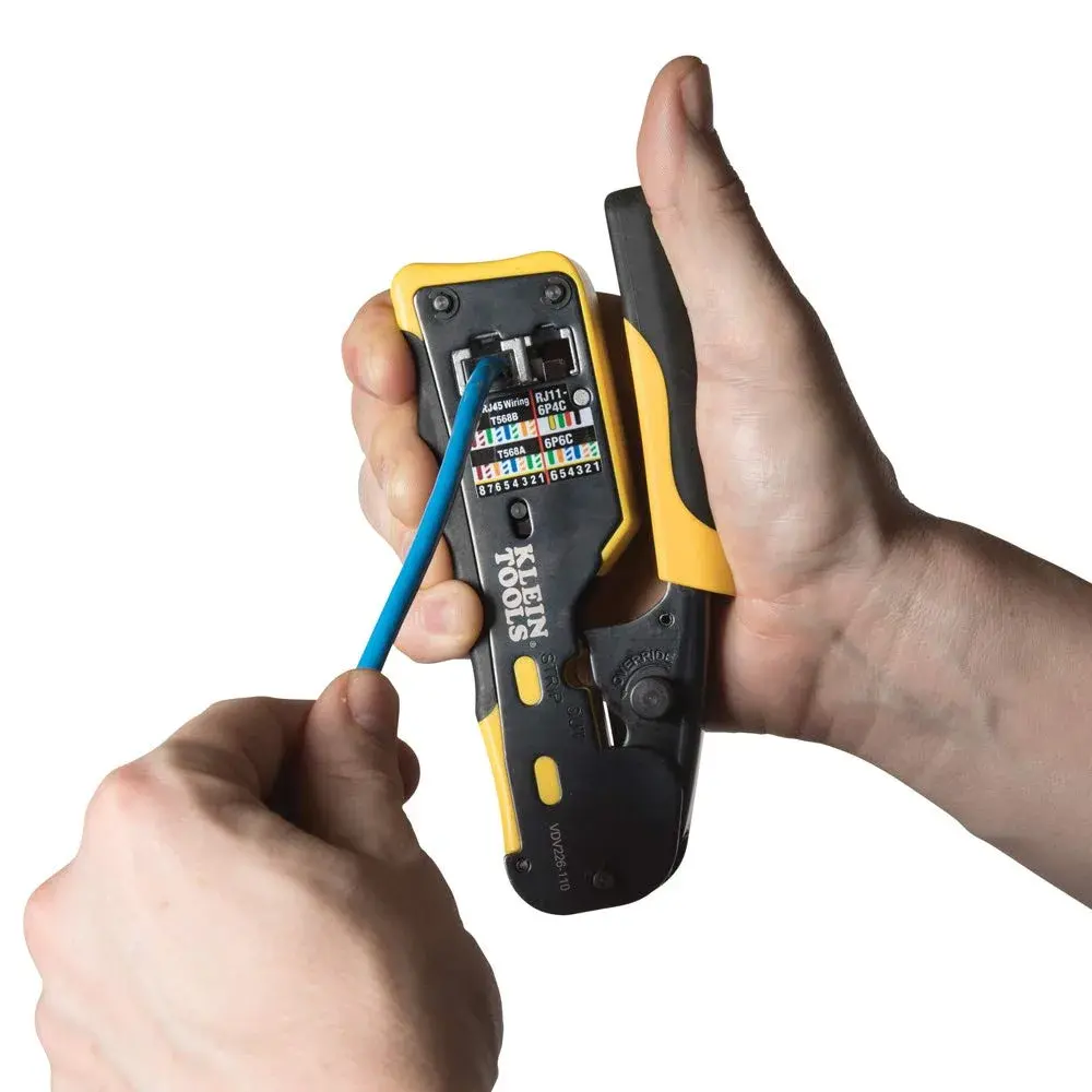 Klein Tools VDV226-110 Ratcheting Modular Data Cable Crimper, Wire Stripper & Cutter for RJ11/RJ12 & RJ45 Pass-Thru Connectors | 14.4 oz (408 g) Tool - view 5