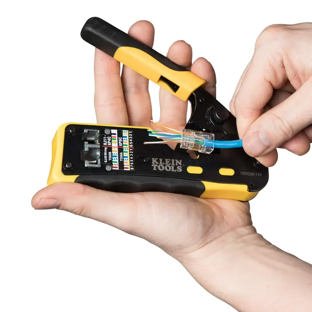 Klein Tools VDV226-110 Ratcheting Modular Data Cable Crimper, Wire Stripper & Cutter for RJ11/RJ12 & RJ45 Pass-Thru Connectors | 14.4 oz (408 g) Tool - view 7