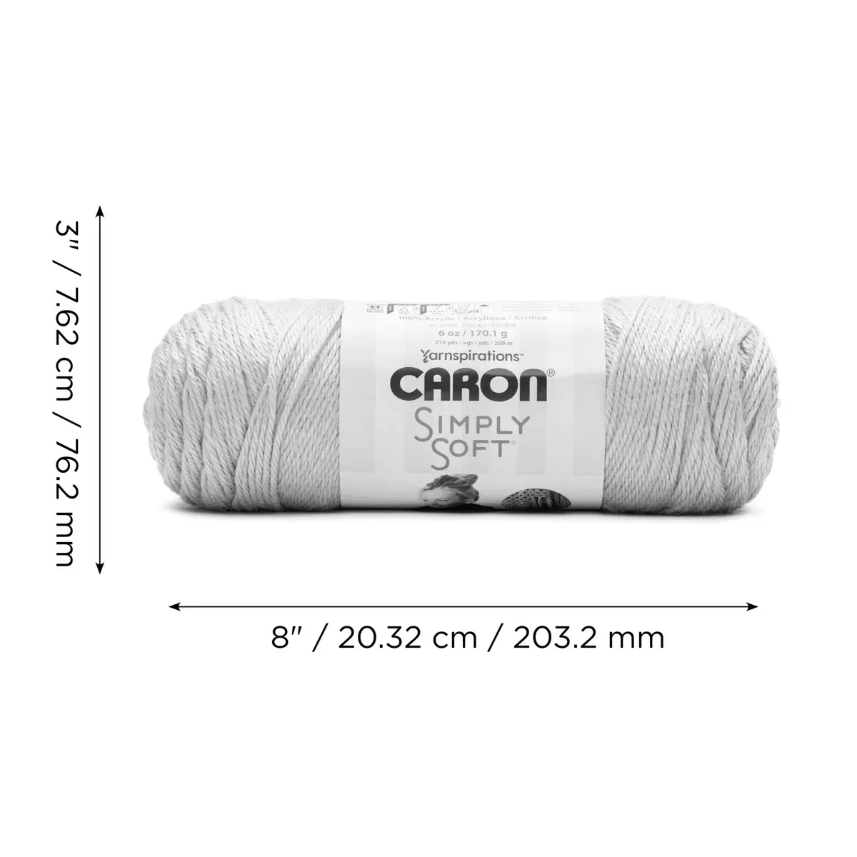 Caron Simply Soft Acrylic Yarn 3-Pack 510g (18oz) Heather Gray | Gauge 4 Medium Worsted - view 9