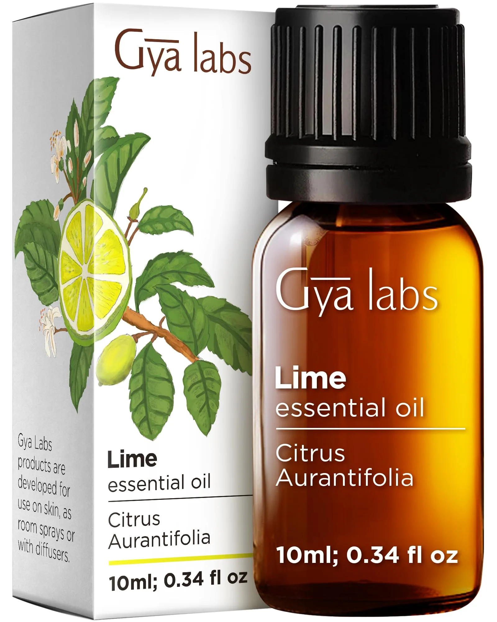 Gya Labs 100% Pure Lime Essential Oil for Skin, Hair & Candle Making Scent | Aromatherapy Grade 0.34 Fl Oz - main product image