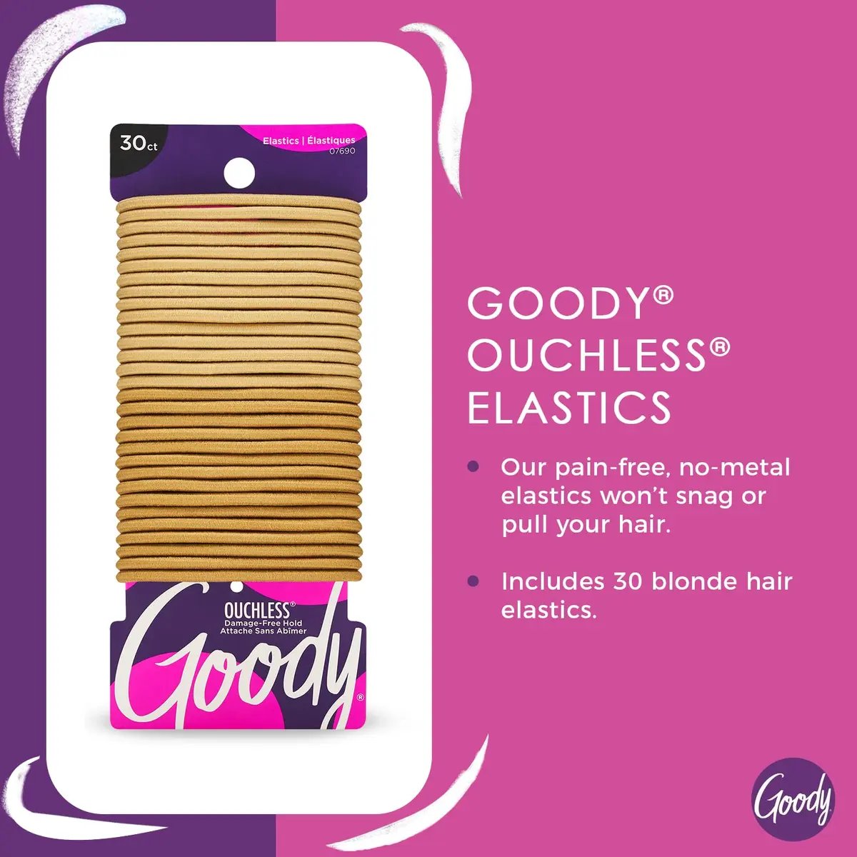 Goody Ouchless Elastic Hair Ties, 30 Count (Pack of 1) | No-Snag, Pain-Free Hold for All Hair Types - view 2