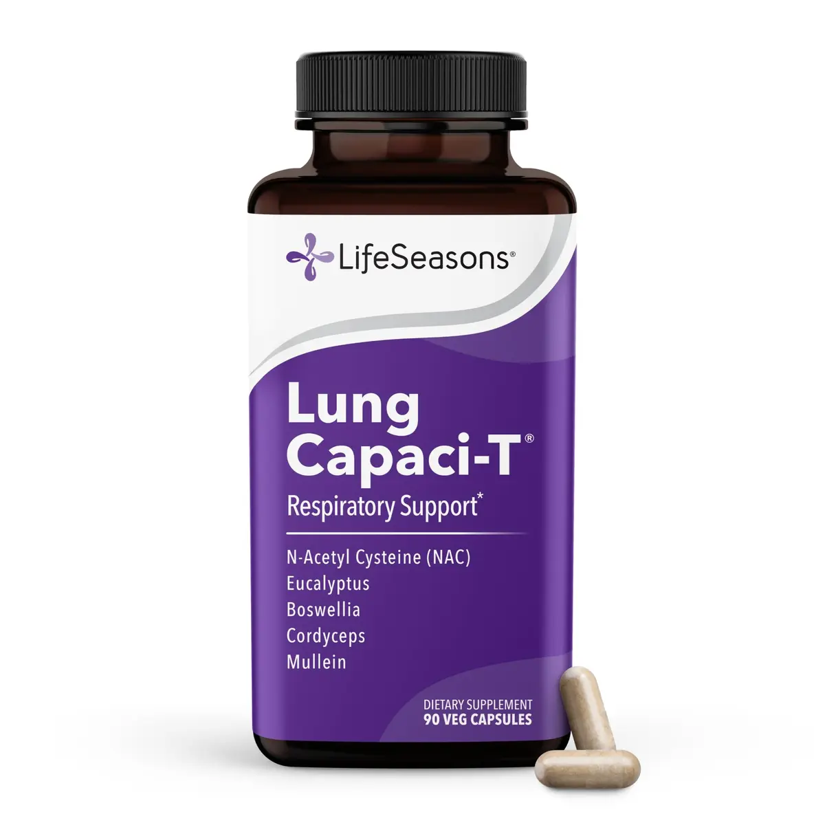 LifeSeasons Lung Capaci-T Respiratory Support Supplement 90 Capsules | Supports Oxygen Capacity & Mucus Reduction - main product image