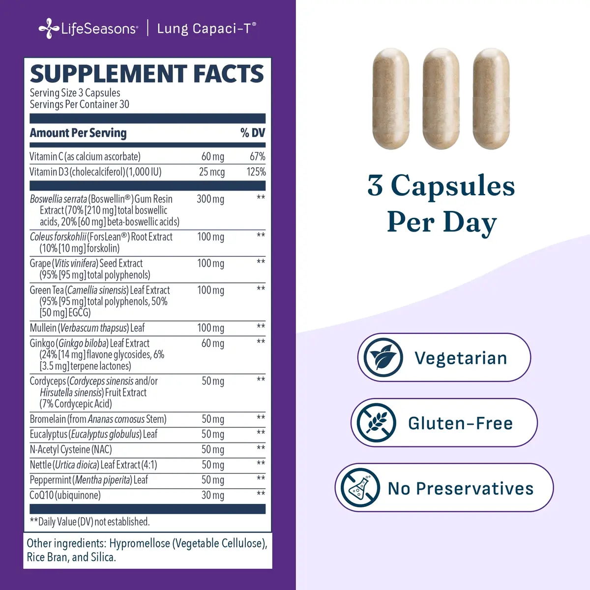 LifeSeasons Lung Capaci-T Respiratory Support Supplement 90 Capsules | Supports Oxygen Capacity & Mucus Reduction - view 6
