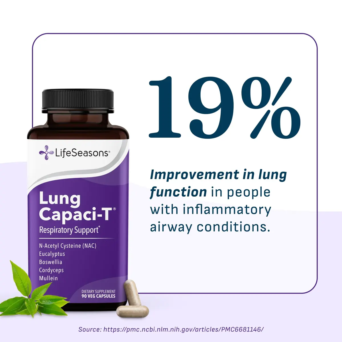 LifeSeasons Lung Capaci-T Respiratory Support Supplement 90 Capsules | Supports Oxygen Capacity & Mucus Reduction - view 3