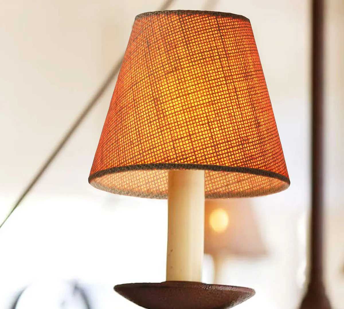Eurus Home Small Lamp Shade Set of 6 Burlap Clip-On Shades 3" Top x 6" Bottom x 5" Slant - view 6