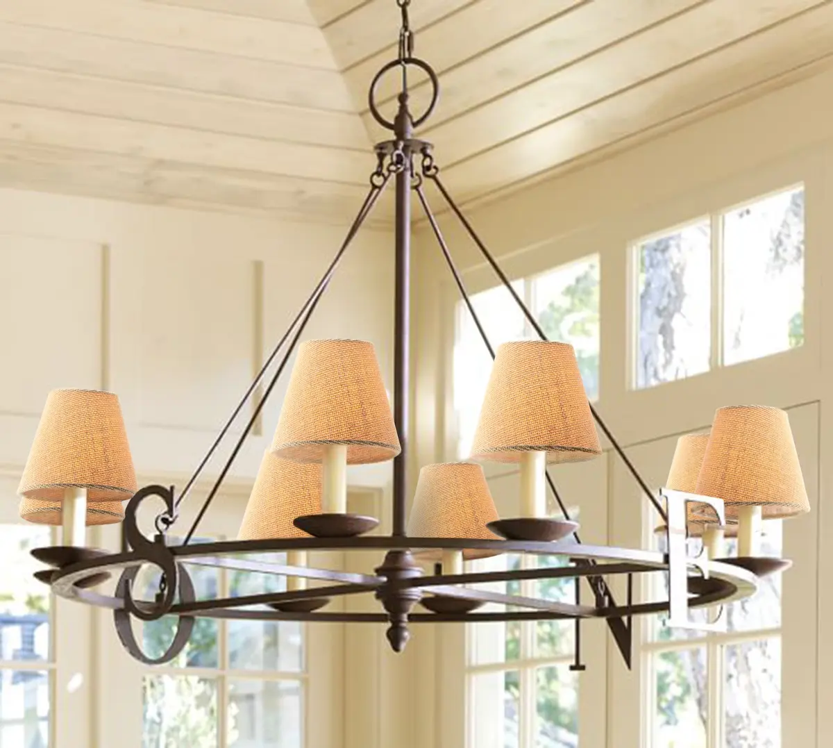 Eurus Home Small Lamp Shade Set of 6 Burlap Clip-On Shades 3" Top x 6" Bottom x 5" Slant - view 2