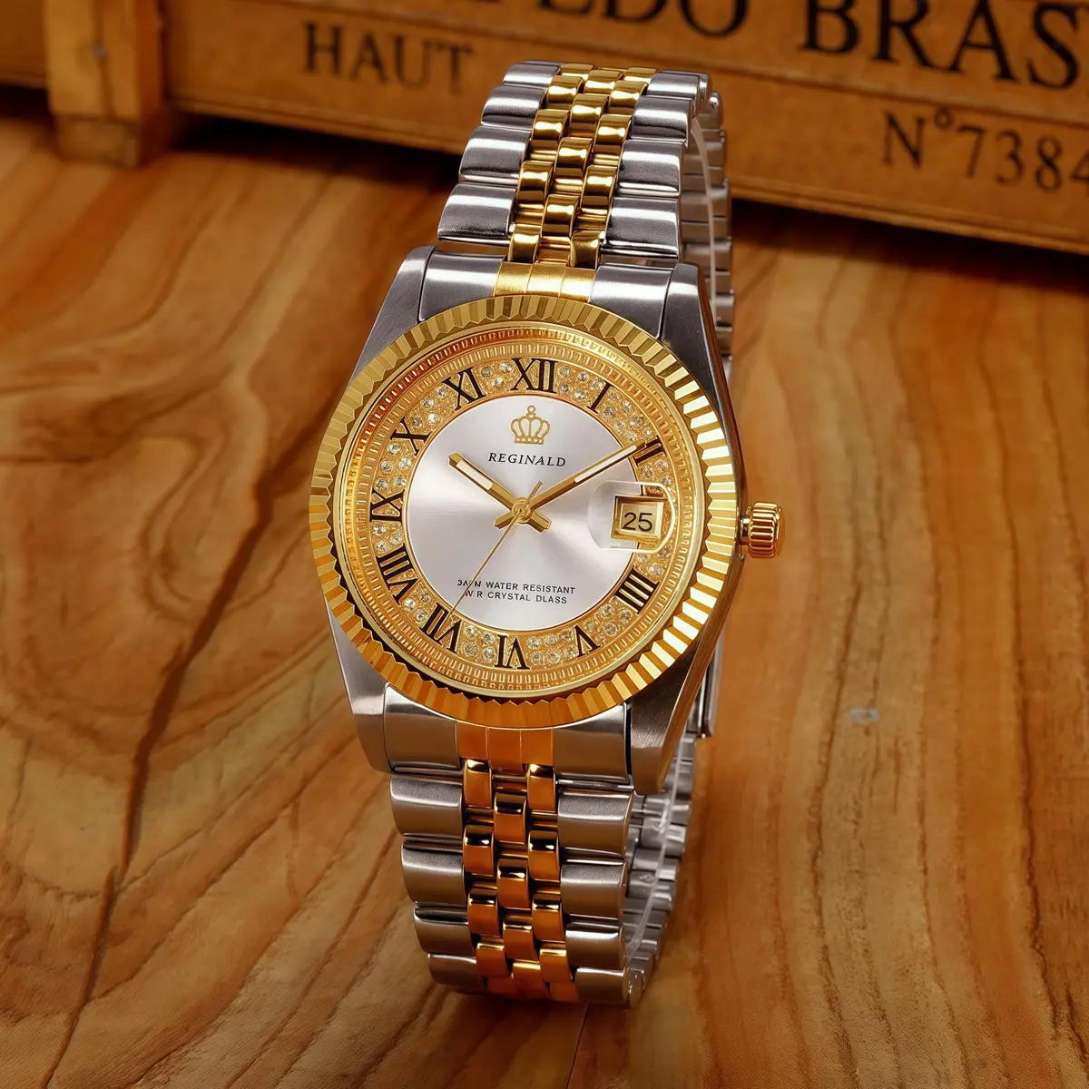 MASTOP Women's Two Tone Stainless Steel Dress Watch | 26mm Case, Luminous Dial, 30m Water Resistant - view 2