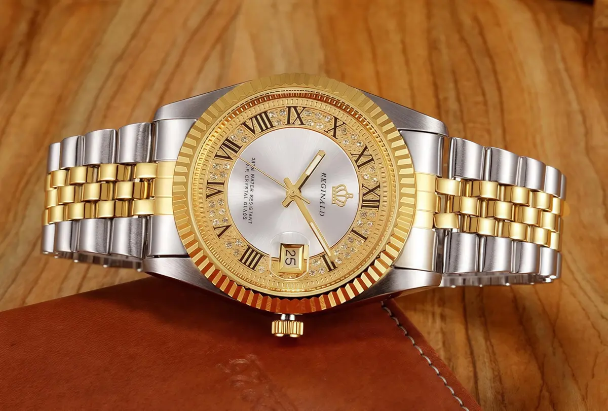 MASTOP Women's Two Tone Stainless Steel Dress Watch | 26mm Case, Luminous Dial, 30m Water Resistant - view 3