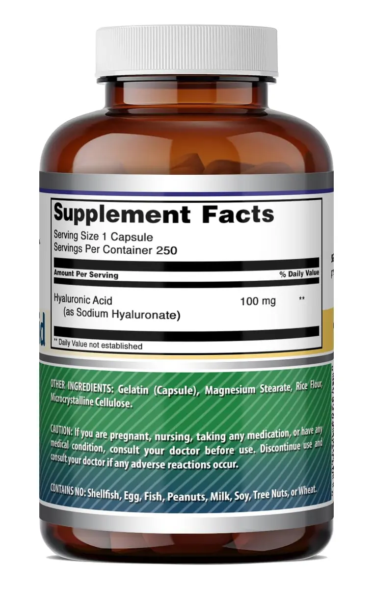 Amazing Nutrition Hyaluronic Acid 100 Mg Supplement | Capsules | Gluten-Free | Made in USA (250) - view 6