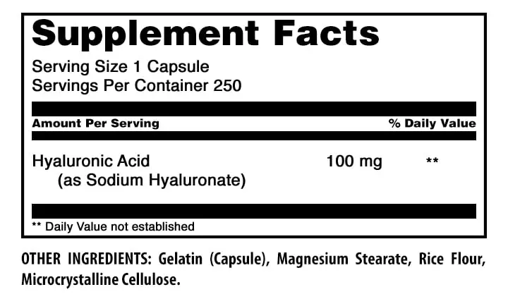 Amazing Nutrition Hyaluronic Acid 100 Mg Supplement | Capsules | Gluten-Free | Made in USA (250) - view 3