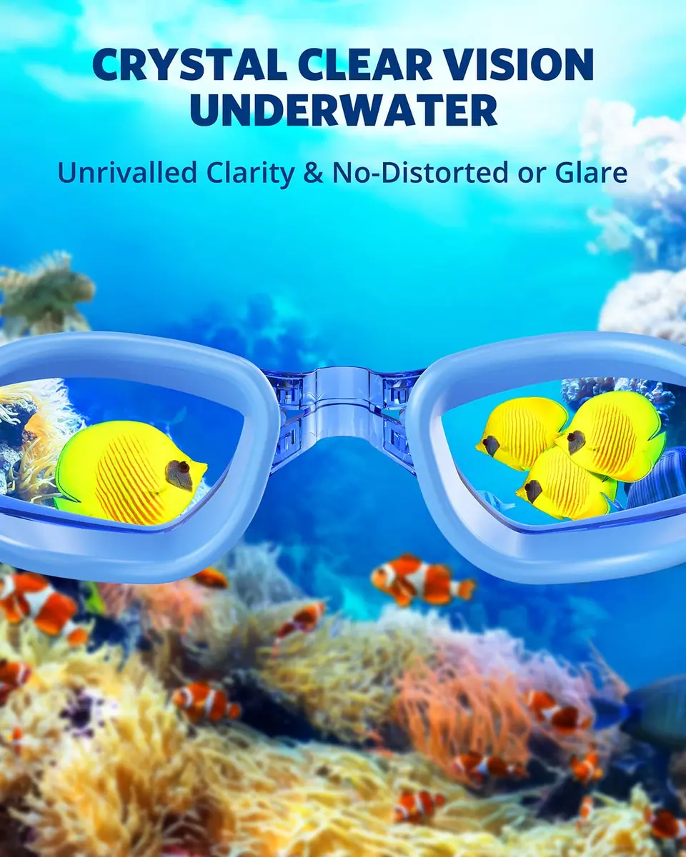 Aegend Swim Goggles 2 Pack Aqua & Light Blue | Anti-Fog UV Protection for Adult Men Women - view 6