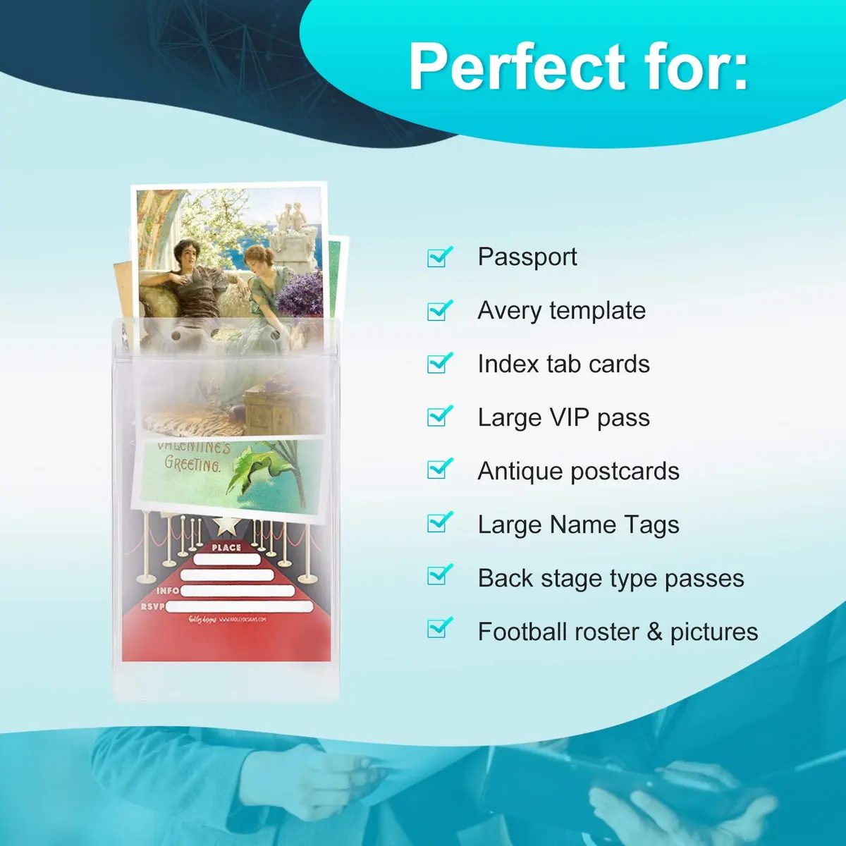 Fushing XXL Badge Holder Pack of 50 | Clear PVC, 0.3mm Thick, Vertical Display - view 4