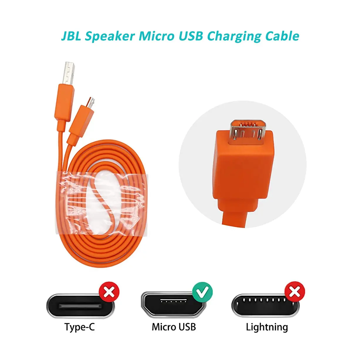 Alitutumao Flat Micro USB Charging Cable 1m (3.3ft) Orange | Fast Charging & Data Sync - view 2