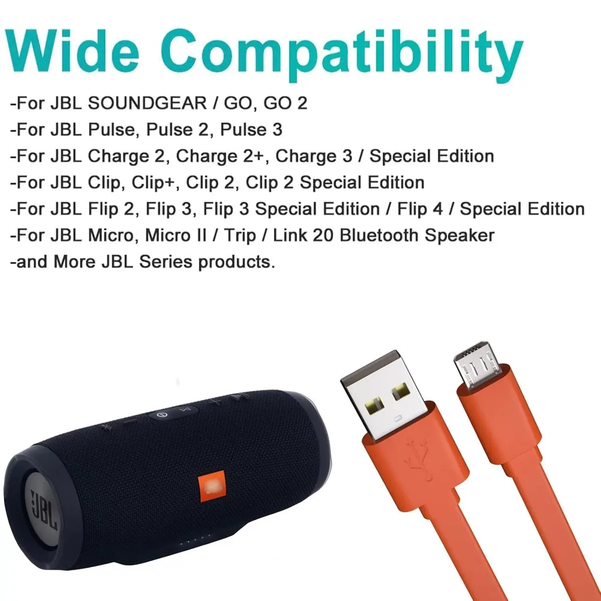 Alitutumao Flat Micro USB Charging Cable 1m (3.3ft) Orange | Fast Charging & Data Sync - view 3