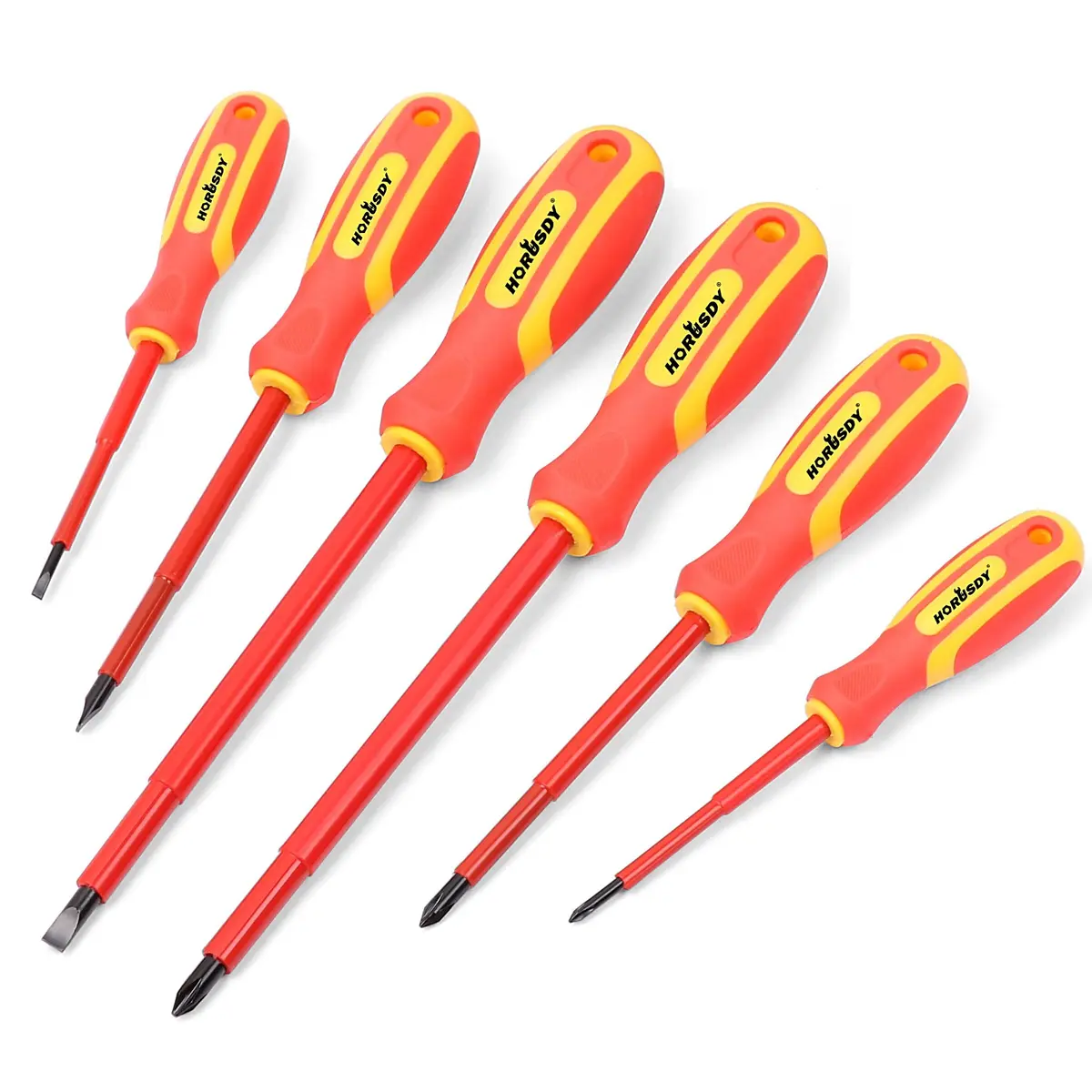 HORUSDY 6-Piece 1000V Insulated Precision Screwdriver Set with Magnetic Tips, CR-V Steel, Cushion Grip for Electrical Work - main product image