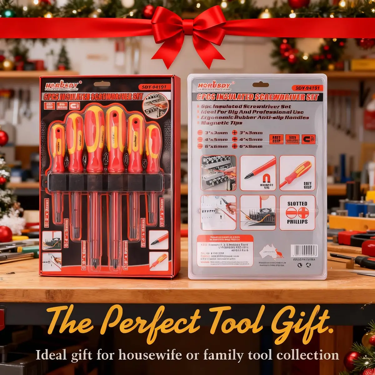 HORUSDY 6-Piece 1000V Insulated Precision Screwdriver Set with Magnetic Tips, CR-V Steel, Cushion Grip for Electrical Work - view 2