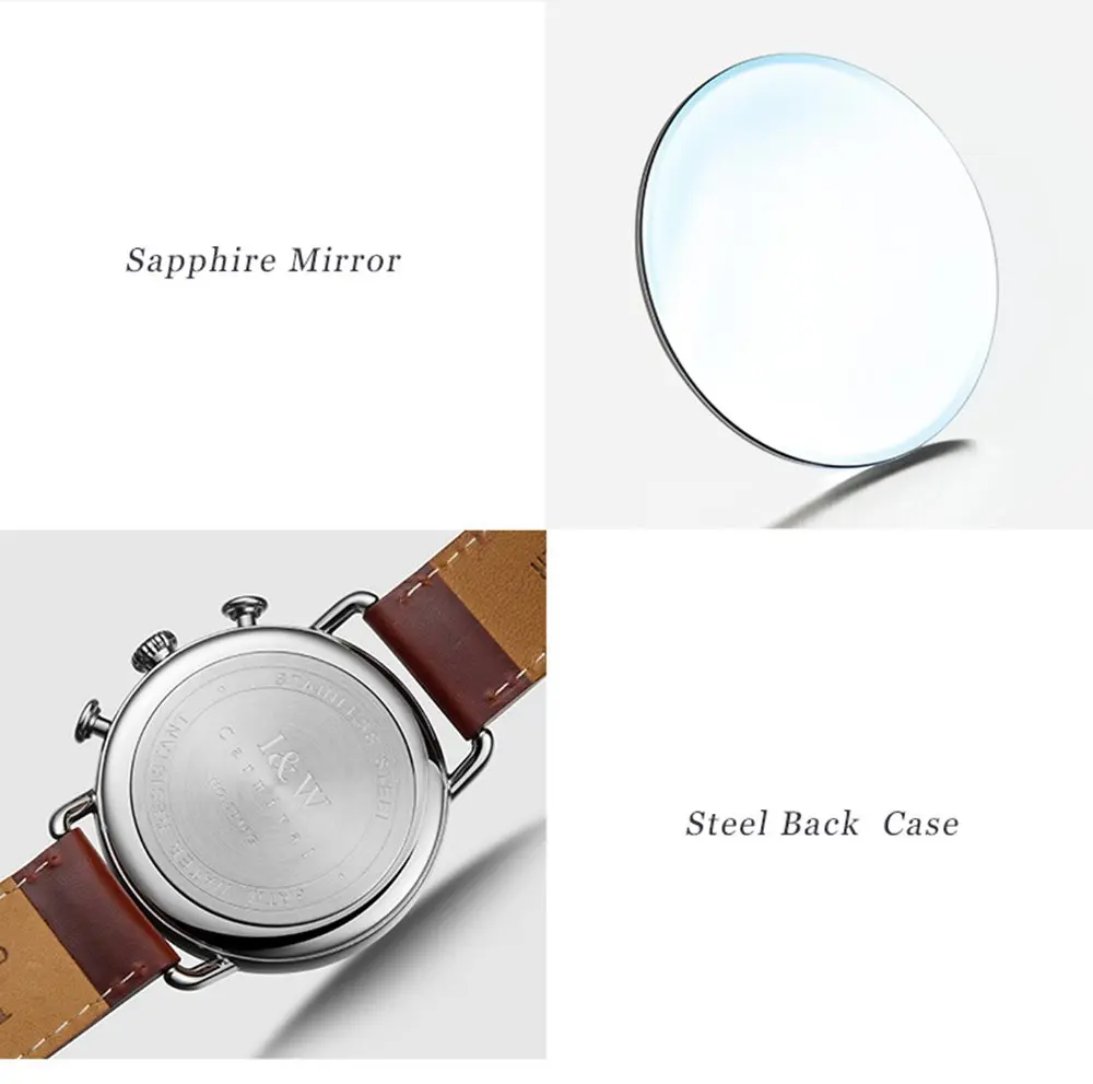 Carnival Men’s Chronograph Watch Leather Strap 41MM | Japanese Quartz, Sapphire Glass, 30M Water Resistance - view 3