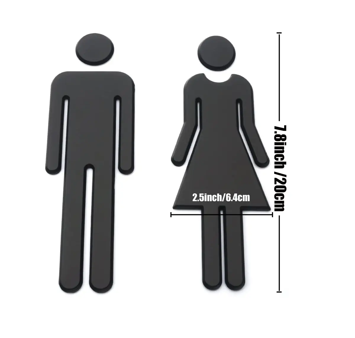 Kalifuer 7.8inch Adhesive Backed Acrylic Bathroom Sign Men Women Toilet | Modern Acrylic Signage - view 2
